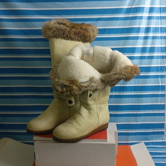 VINTAGE MUKLUK FUR TRIM SHERPA LINED SNAP BUTTON NATIVE COLDWEATHER SNOW BOOT 5 - Picture 2 of 11